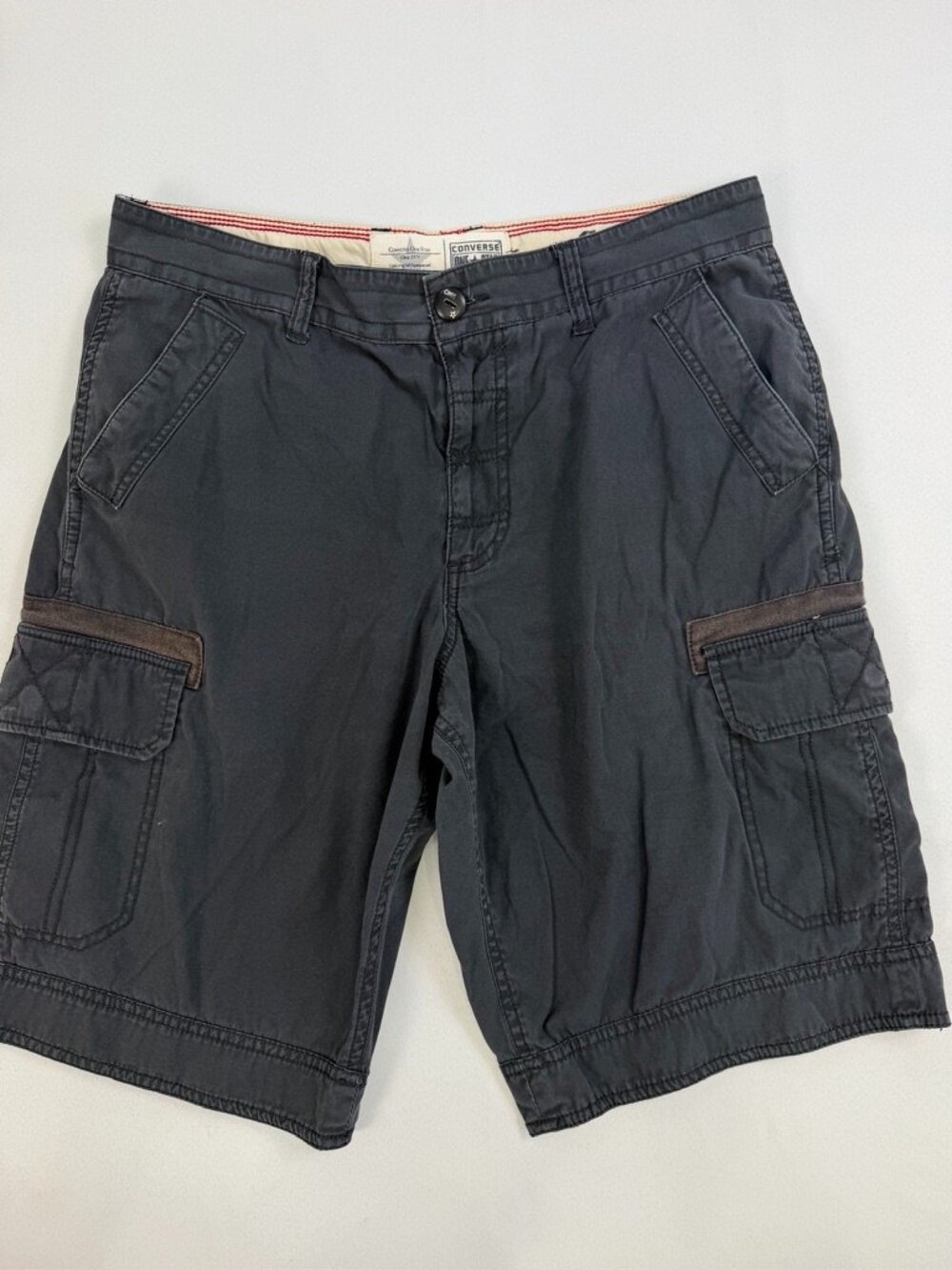 Converse One Star Gray Cargo Shorts Men's 34 Utility Casual
